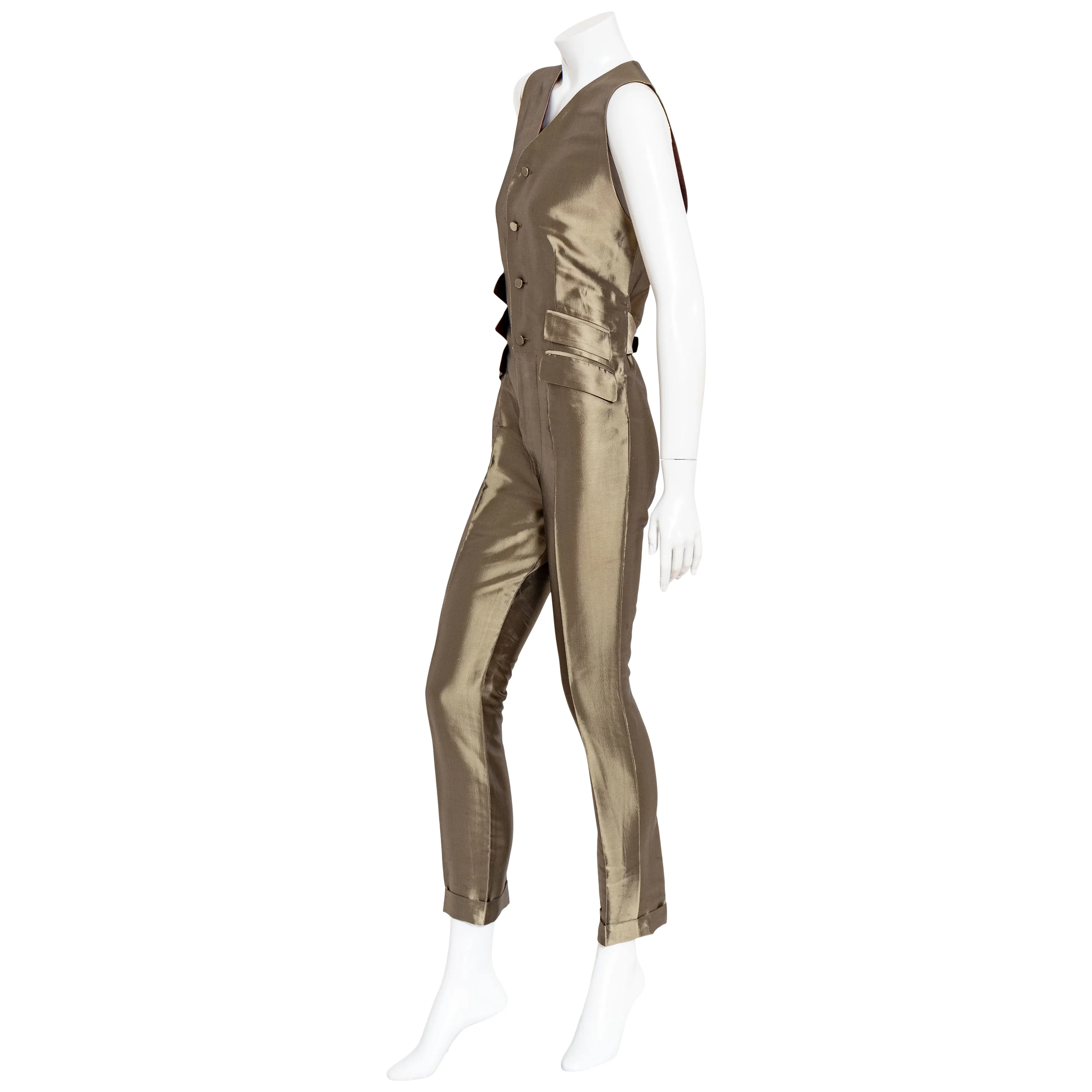 1990s Bronze Shot Vest Jumpsuit