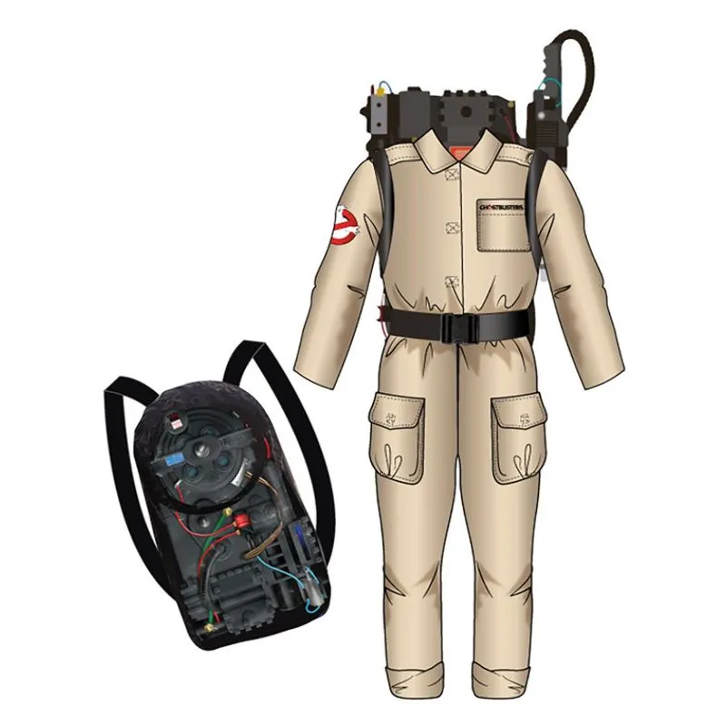 80's Ghostbusters Mens Deluxe Costume Adult Jumpsuit Beige