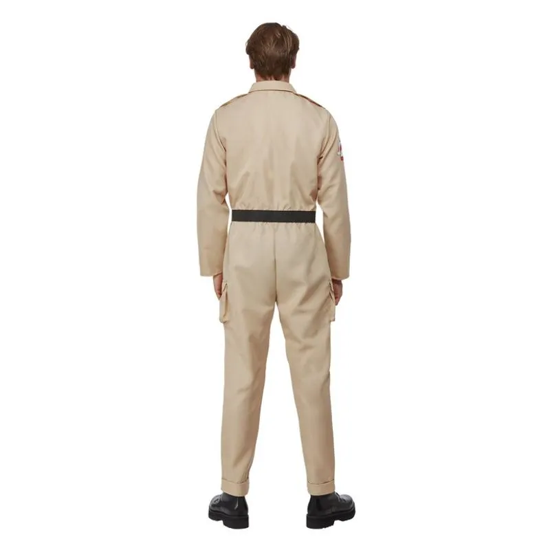 80's Ghostbusters Mens Deluxe Costume Adult Jumpsuit Beige