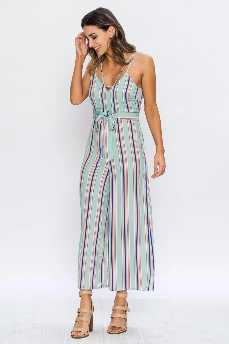 A. Calin Striped Wide Legged Jumpsuit