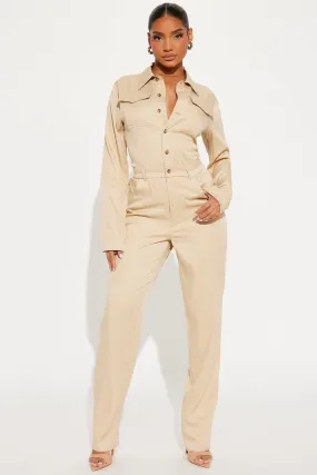 Act Like You Mean It Jumpsuit - Beige