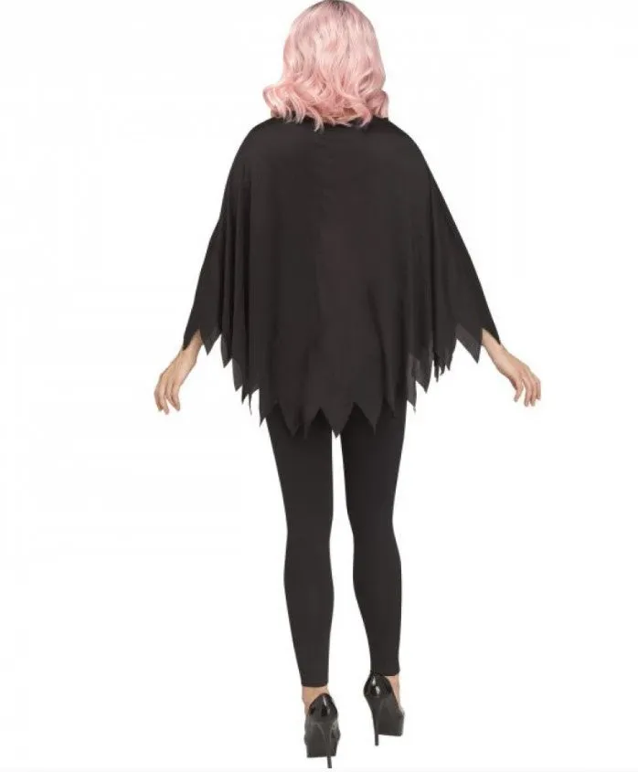 Adults Glitter Skeleton Halloween Poncho Costume