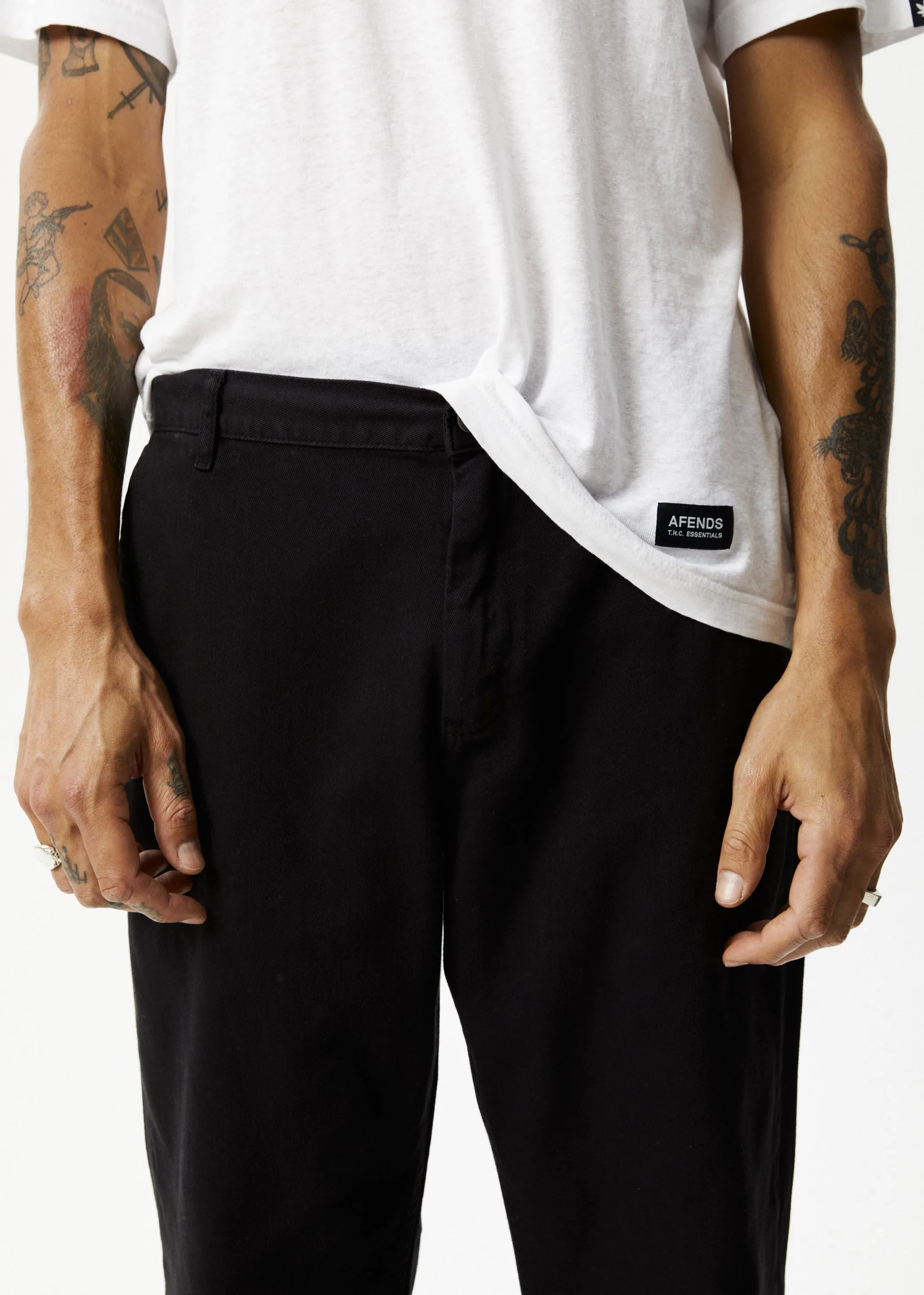 Afends Mens Ninety Twos - Recycled Twill Relaxed Pants - Black