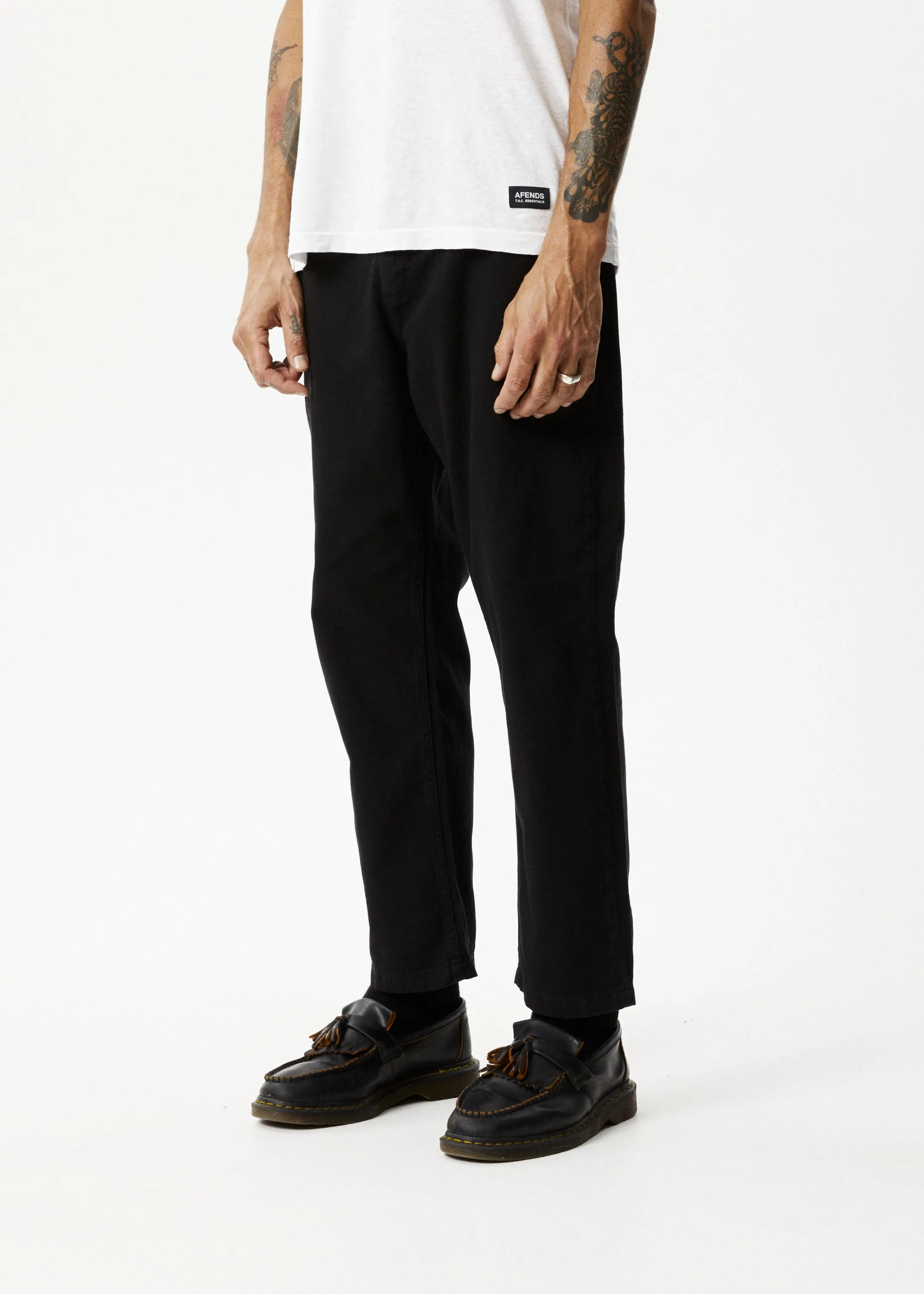 Afends Mens Ninety Twos - Recycled Twill Relaxed Pants - Black