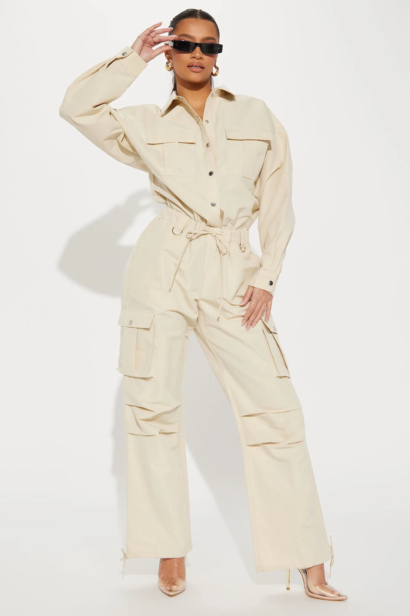 Alana Cargo Jumpsuit - Beige