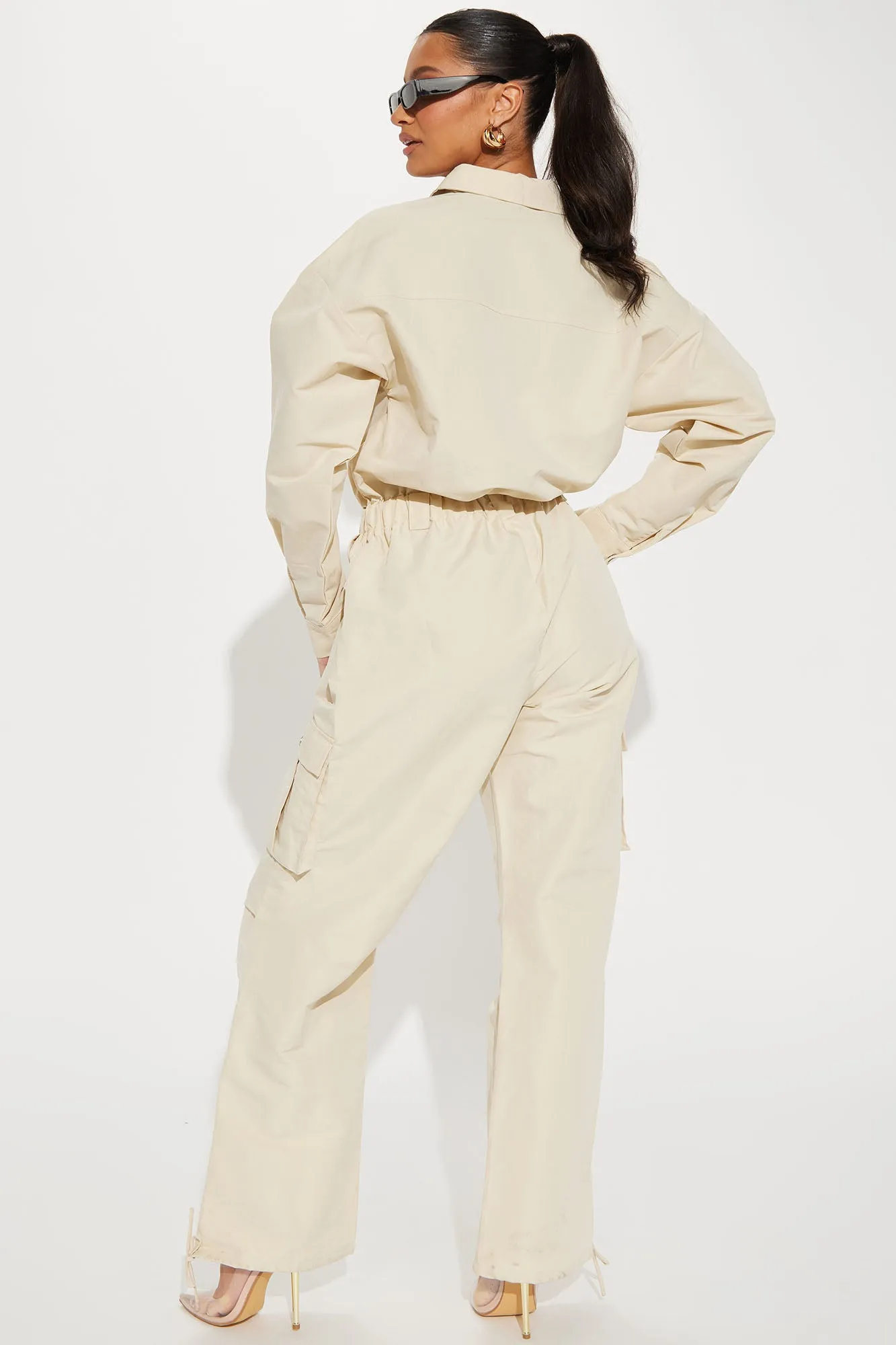 Alana Cargo Jumpsuit - Beige