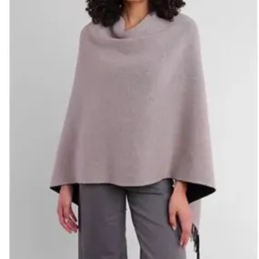 Alashan Cashmere Reversible Poncho - Black/Taupe