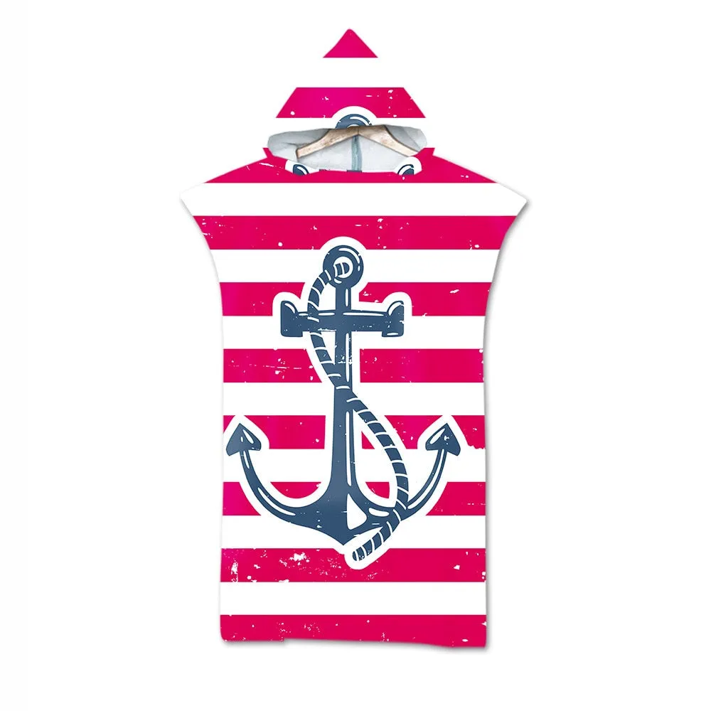 Anchor bath beach towel with hood microfiber hooded robe towel poncho swimming beach surfing woman bathrobe beachwear