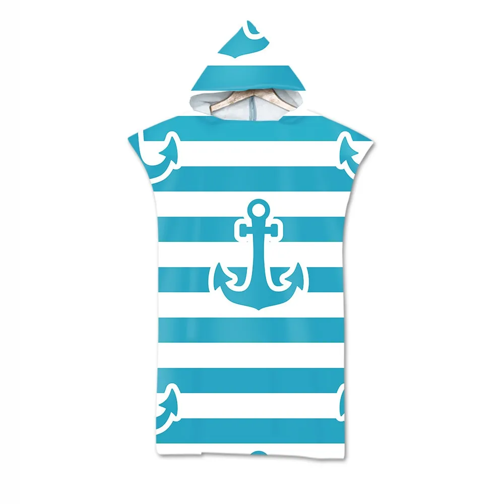 Anchor bath beach towel with hood microfiber hooded robe towel poncho swimming beach surfing woman bathrobe beachwear