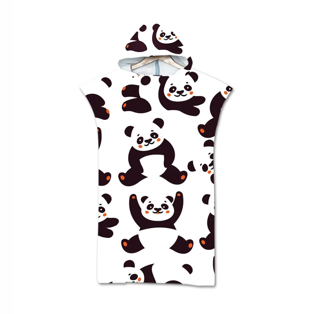 Animal Cartoon Bath Towel Adult's Cape Hooded Beach Towel Microfiber Printed Poncho Towels Summer Bathrobe With Cloak 75*110cm