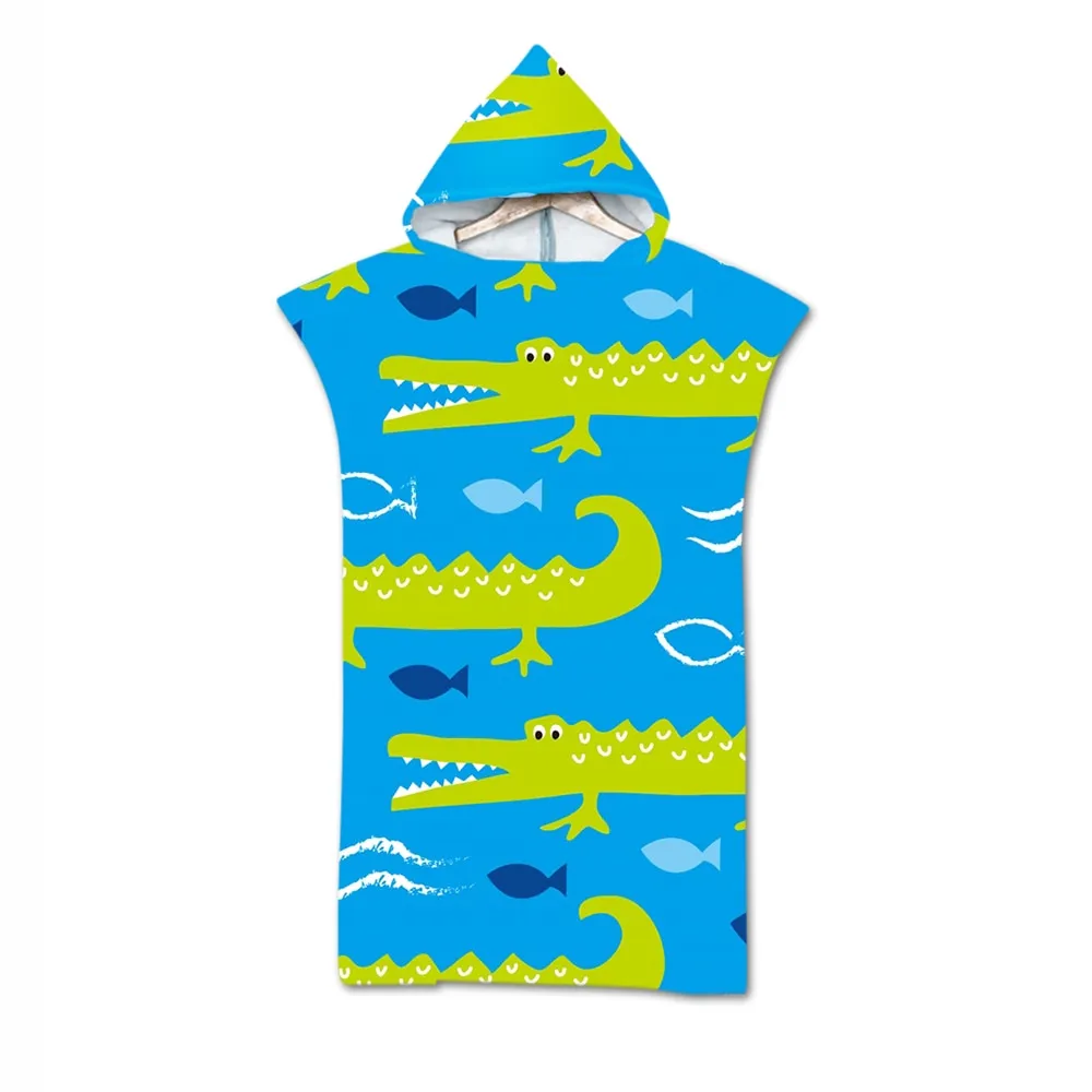 Animal Cartoon Bath Towel Adult's Cape Hooded Beach Towel Microfiber Printed Poncho Towels Summer Bathrobe With Cloak 75*110cm