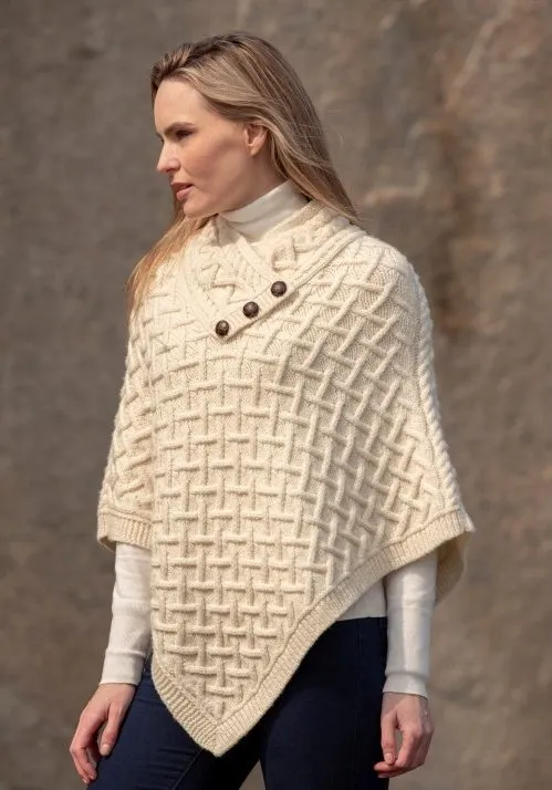 Aran Super Soft Merino Wool Poncho | Natural