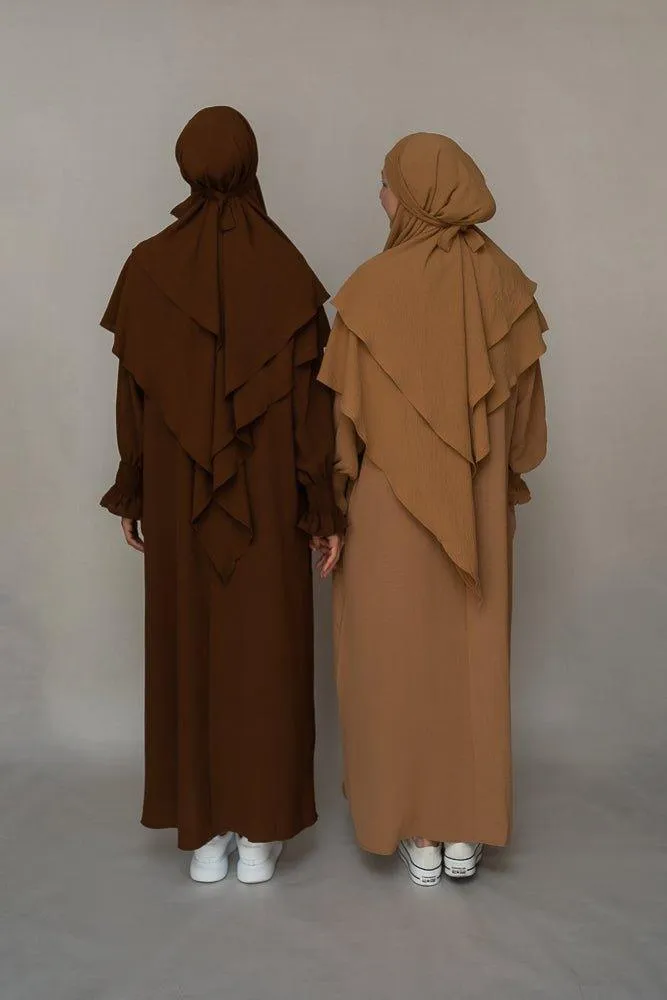 Avalom prayer gown umrah abaya dress non-wrinkling in brown