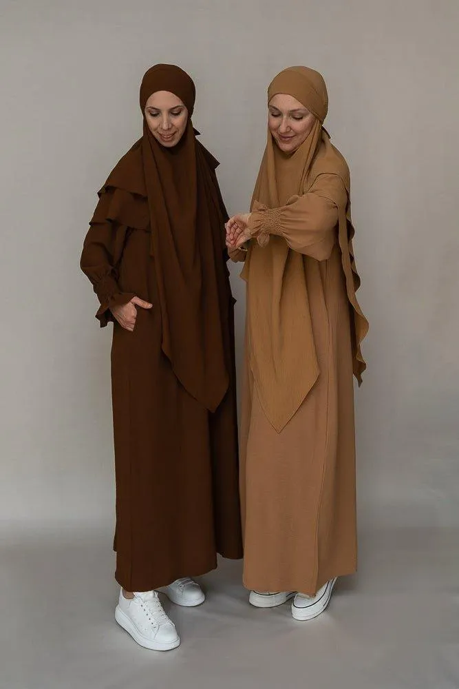 Avalom prayer gown umrah abaya dress non-wrinkling in brown