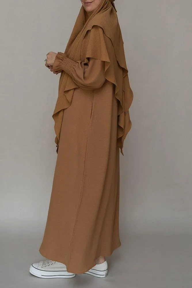 Avalom prayer gown umrah abaya dress non-wrinkling in brown