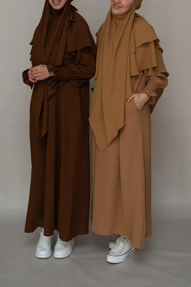 Avalom prayer gown umrah abaya dress non-wrinkling in brown