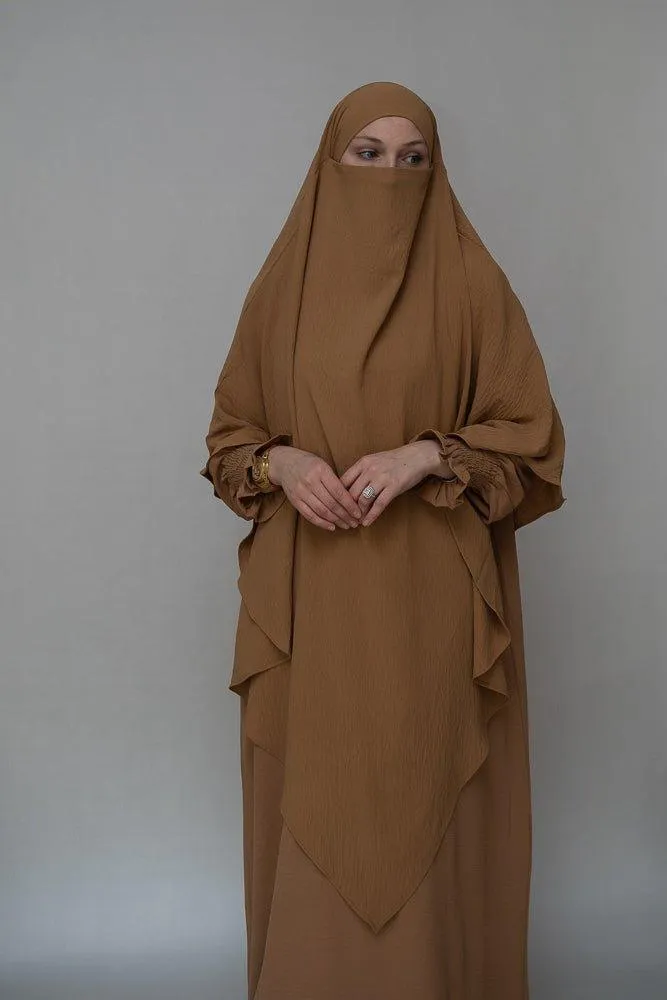 Avalom prayer gown umrah abaya dress non-wrinkling in brown