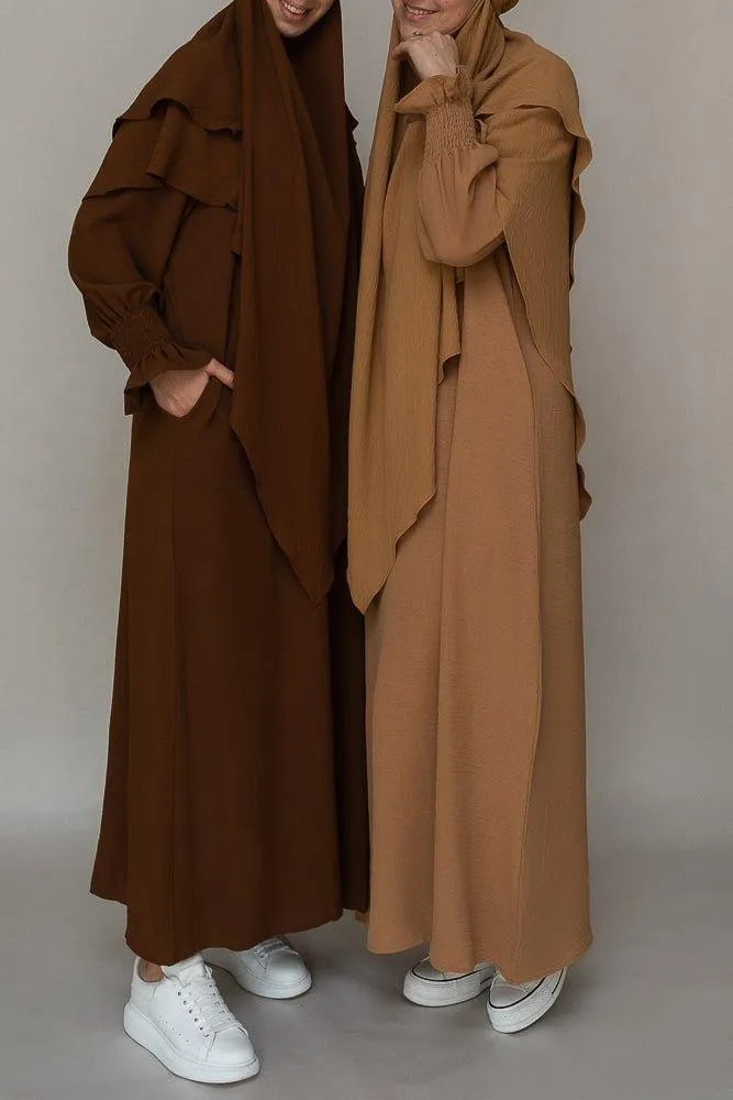 Avalom prayer gown umrah abaya dress non-wrinkling in brown