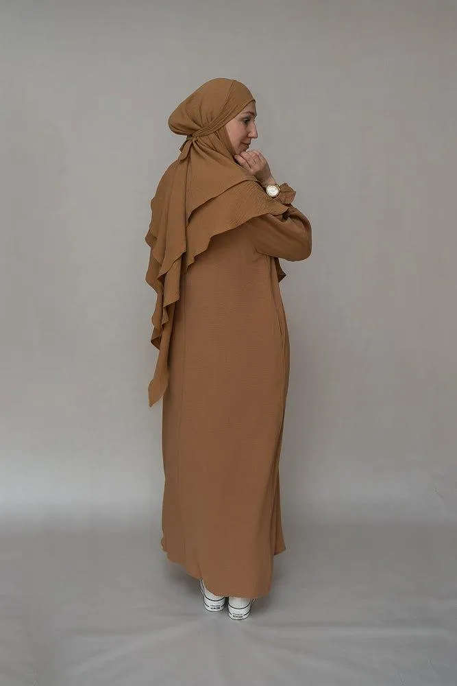 Avalom prayer gown umrah abaya dress non-wrinkling in brown