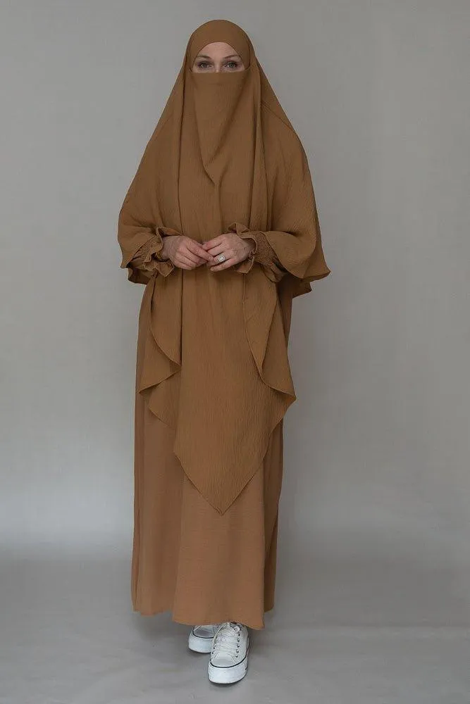 Avalom prayer gown umrah abaya dress non-wrinkling in brown