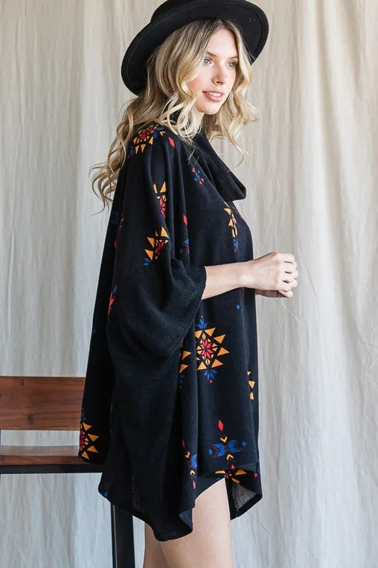 Aztec Print Plus Size Oversized Poncho