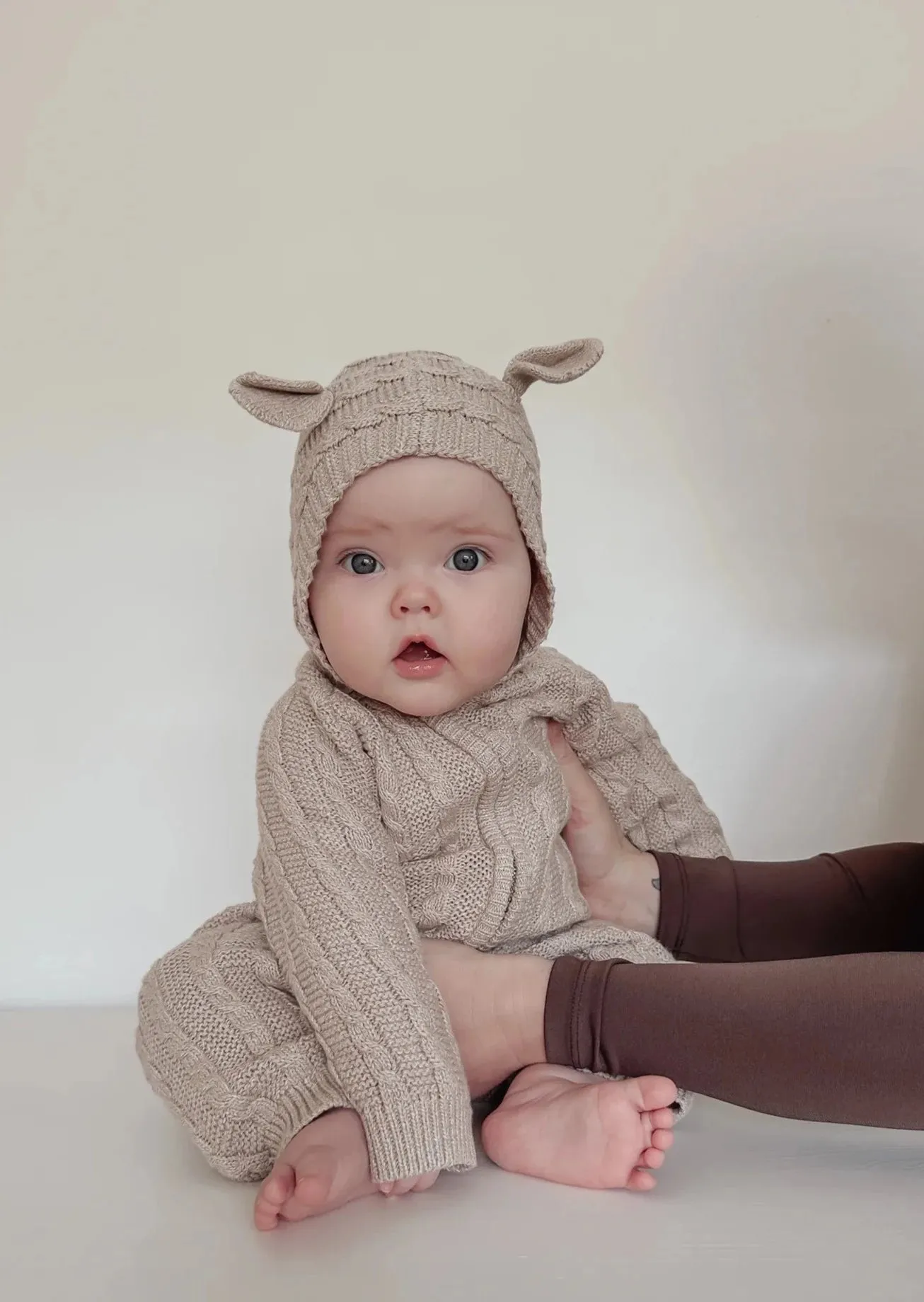 Baby Bear Jumpsuit - Heather Beige