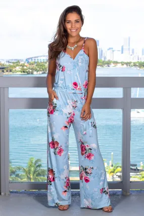 Baby Blue Floral Jumpsuit