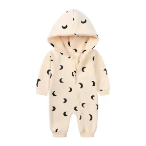 Baby Jumpsuit Beige -Moon Print