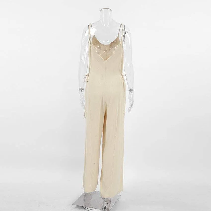 Backless String Shoulder Ladies Daily Jumpsuit LTK2339