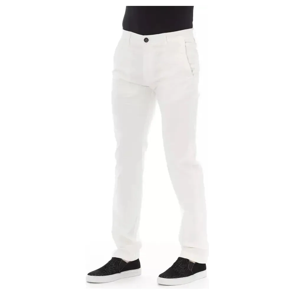 Baldinini Trend White Cotton Men Chino Trouser