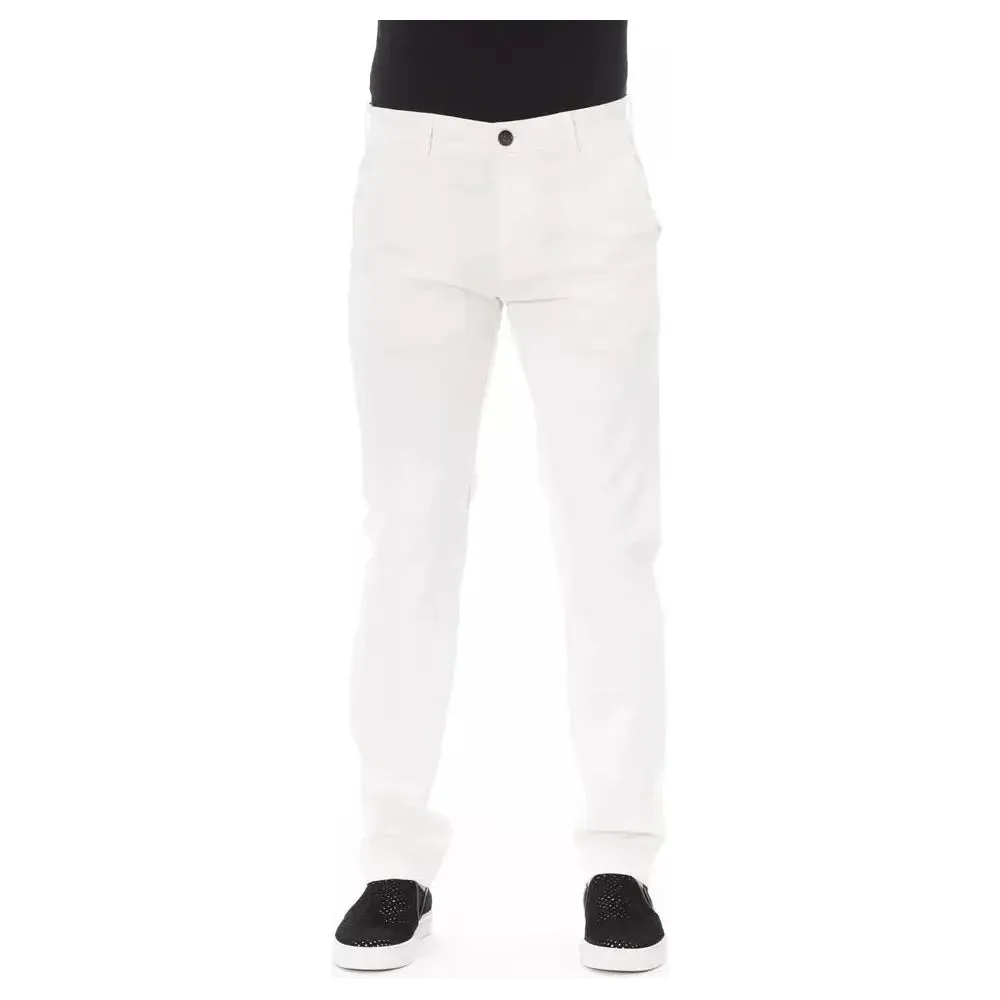 Baldinini Trend White Cotton Men Chino Trouser