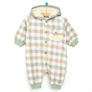 Bebbek Newborn Lumberjack Hooded Jumpsuit - Beige