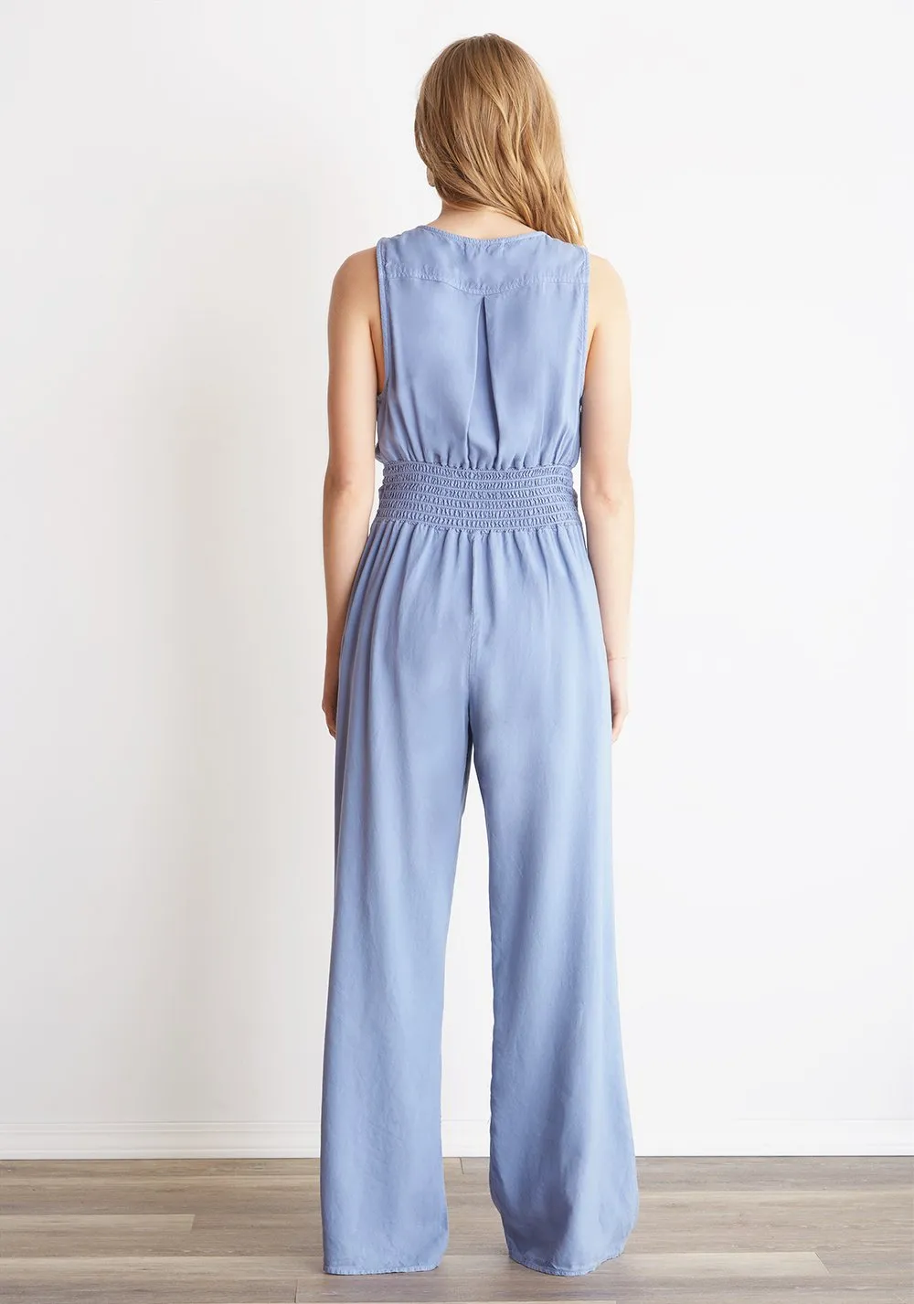 Bella Dahl - Sleeveless Crossover Wide Leg Jumpsuit Breezy Blue