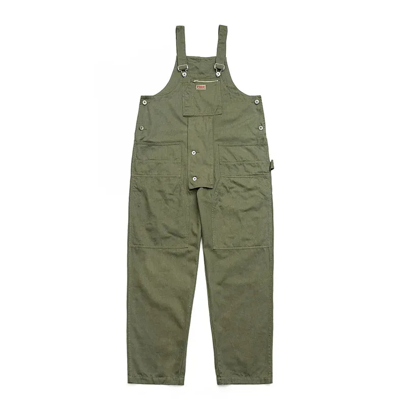 Belt Workwear Jumpsuit Men's Fashion Multi Pocket One-piece Trousers Loose Green Beige Sleeveless Overalls 9Y7822