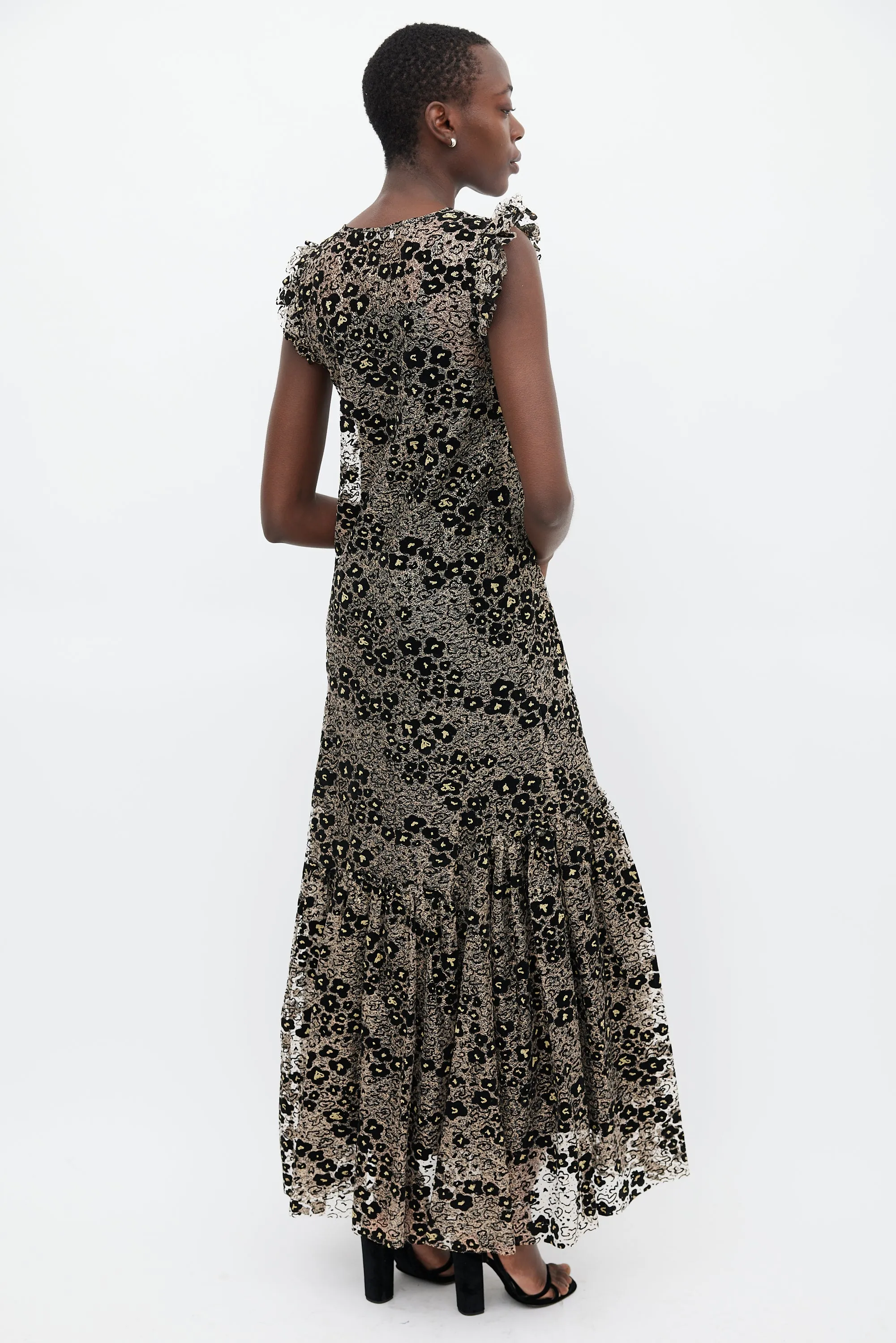 Black & Gold Metallic Floral Dress