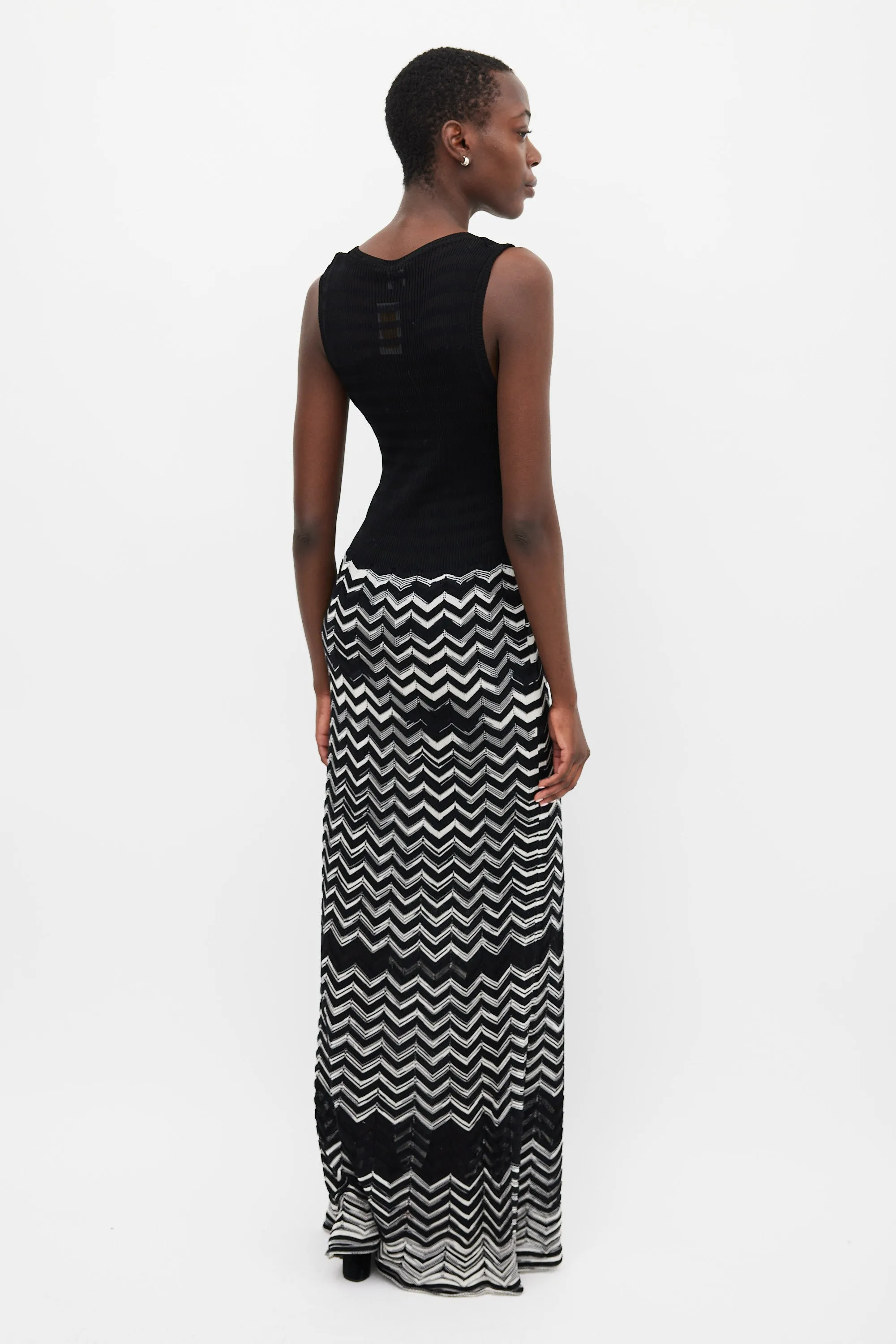 Black & White Knit Maxi Dress