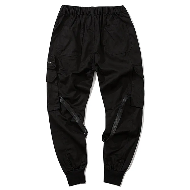 Black Cargo Pants With Straps