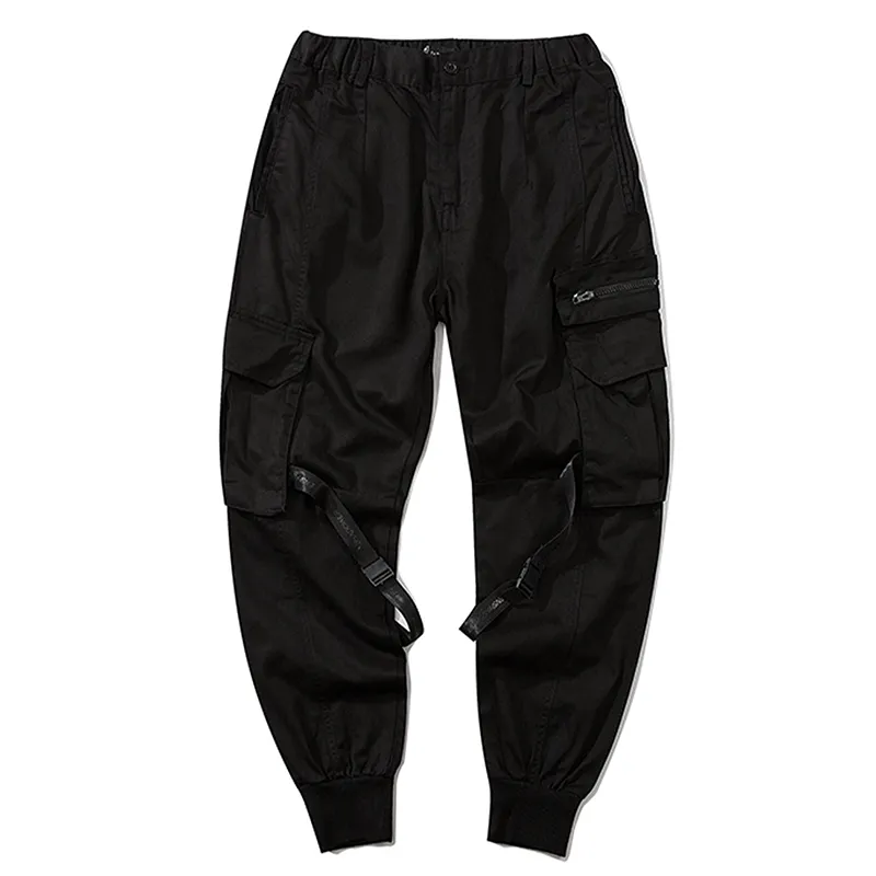 Black Cargo Pants With Straps