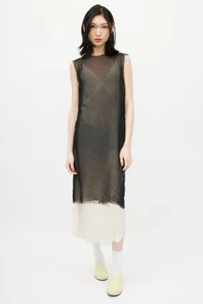 Black Sheer Raw Hem Dress