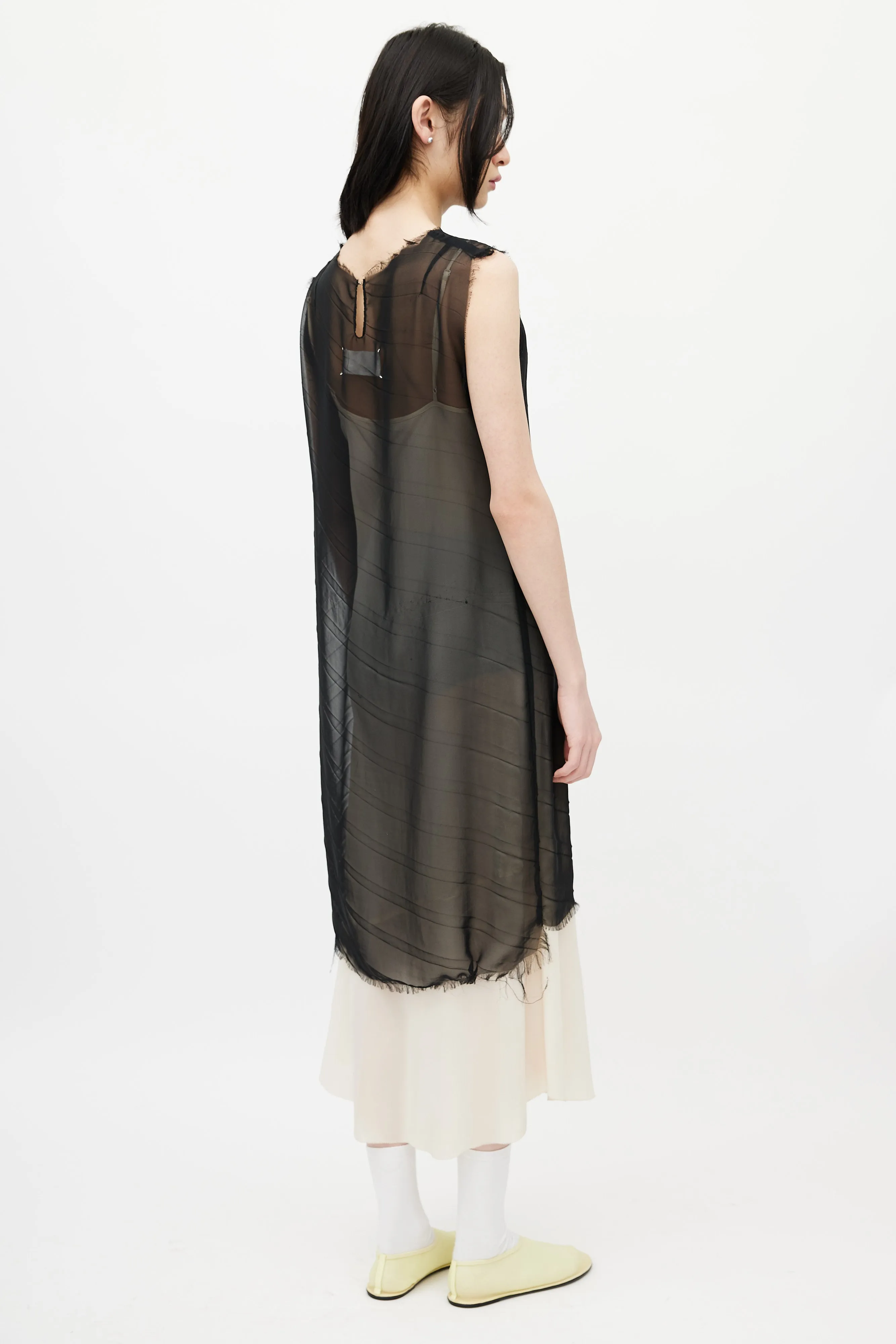 Black Sheer Raw Hem Dress