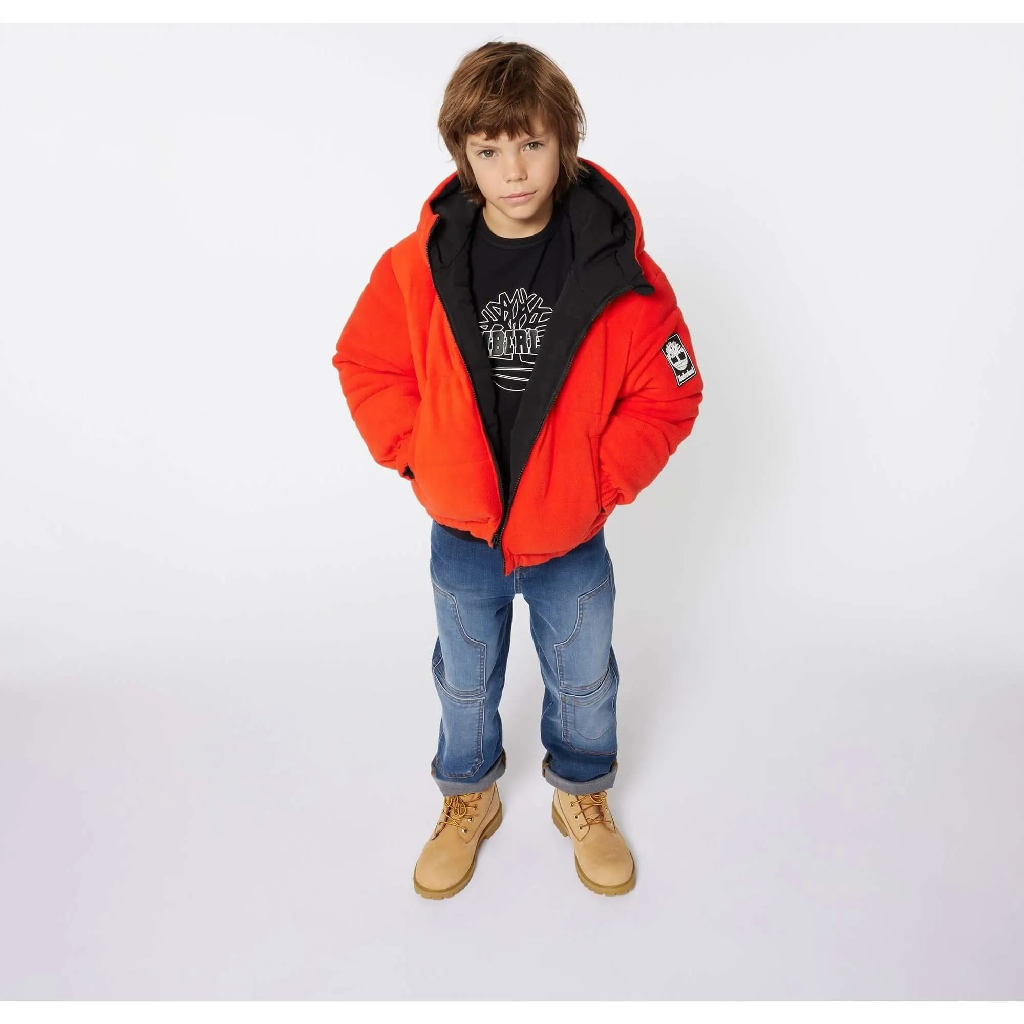 Boys Red/ Black Reversible Puffer Coat