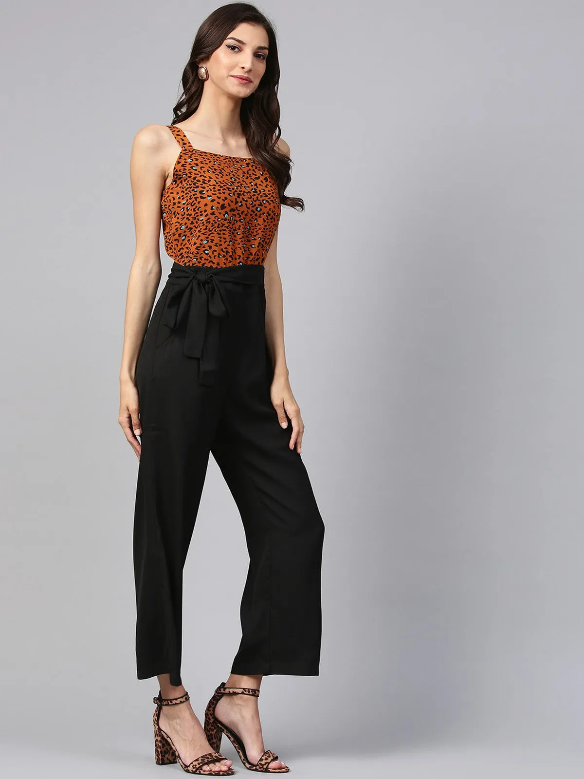 Brown Animal Print Jumpsuit