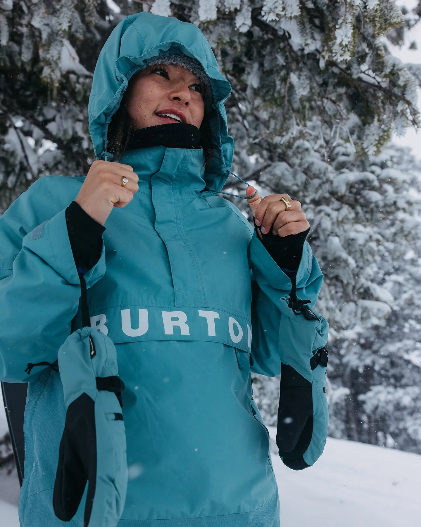 Burton Women's Frostner 2L Anorak Snow Jacket - Rock Lichen/Stout White