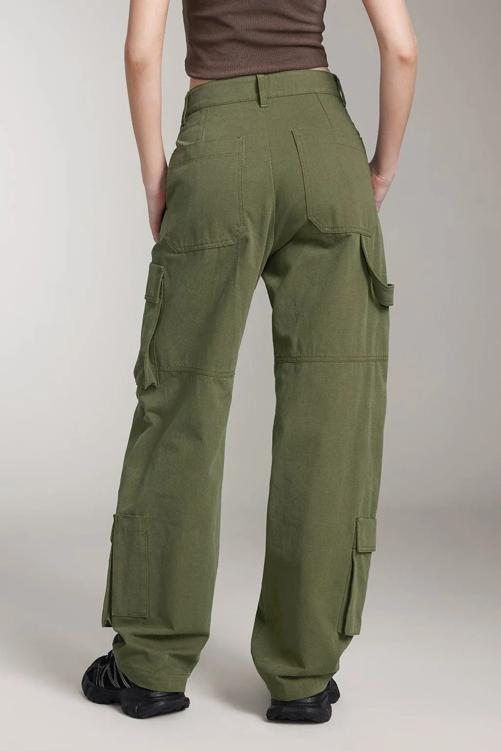 Cargo Wide Leg Pants In Green