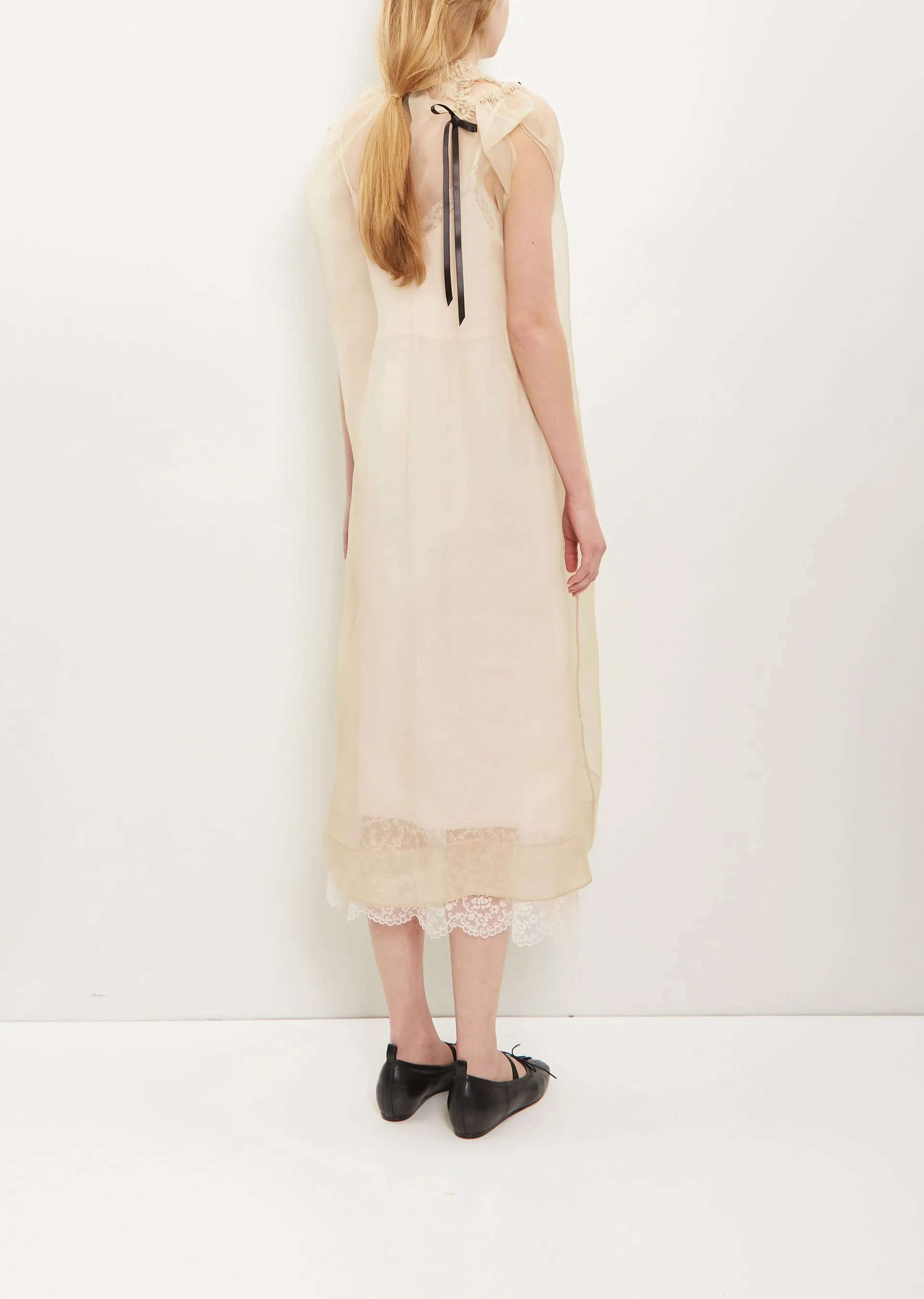 Chiffon Silk Dress with Shoulder Bite