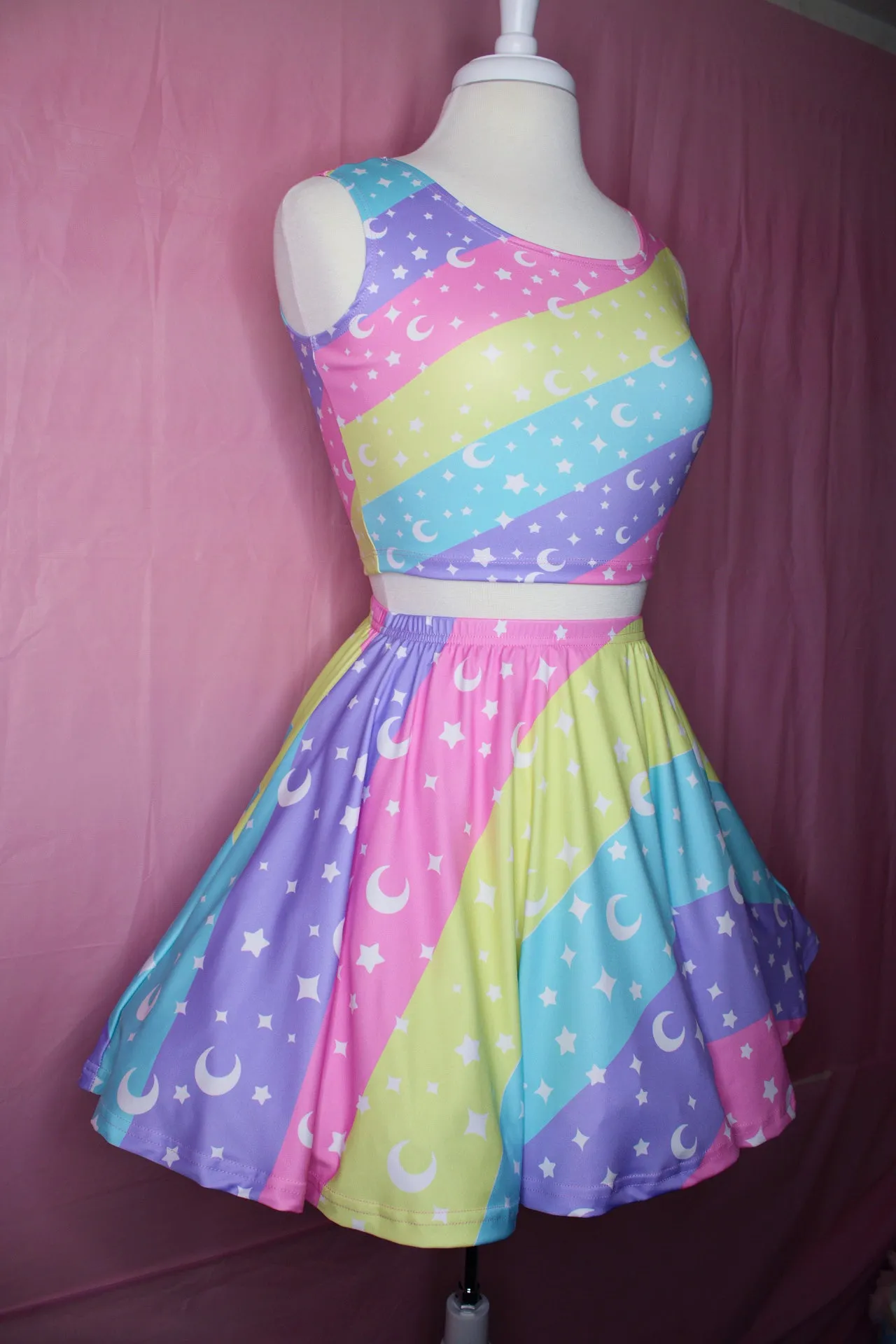 Cosmic Rainbow Skater Skirt [Made To Order]