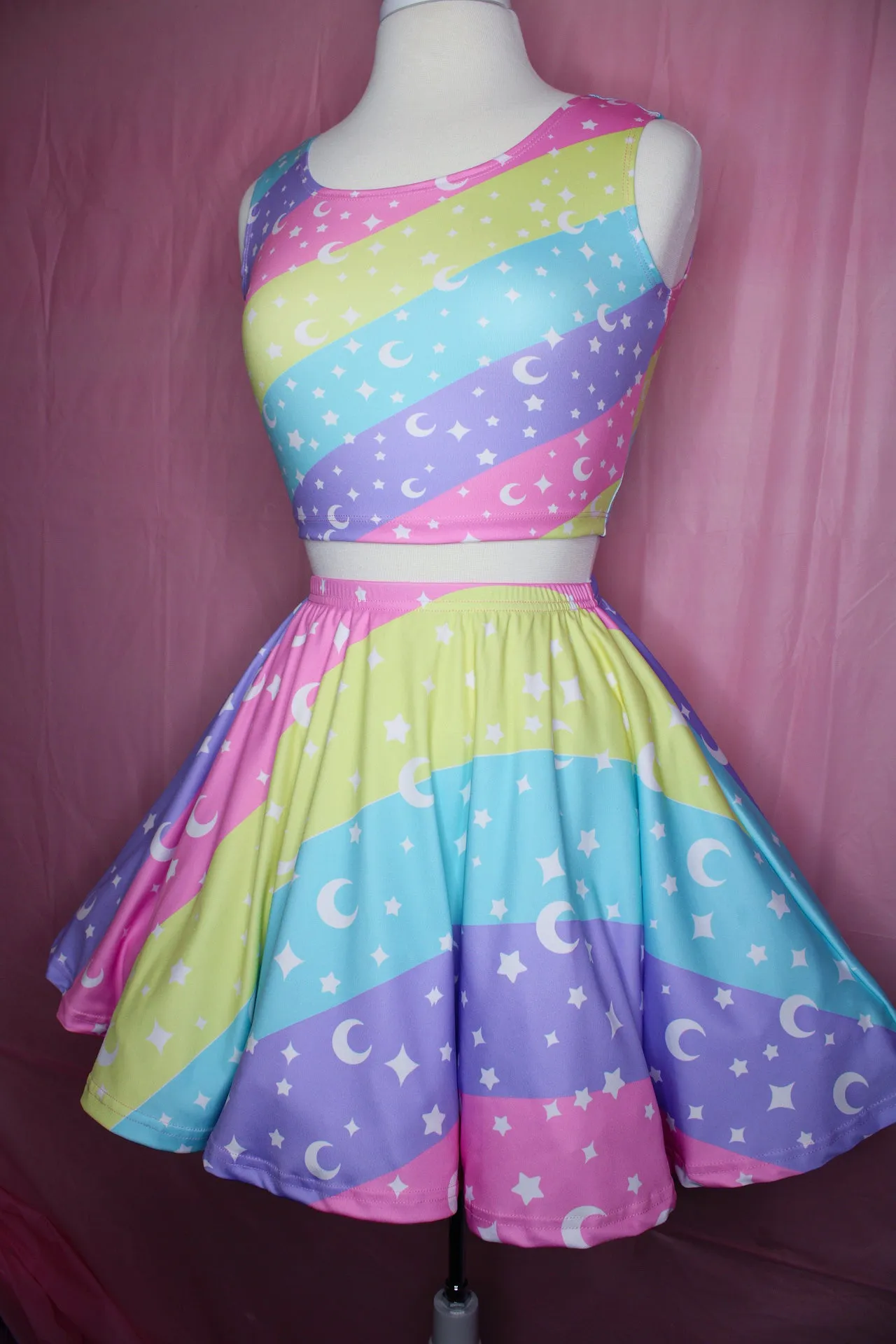 Cosmic Rainbow Skater Skirt [Made To Order]