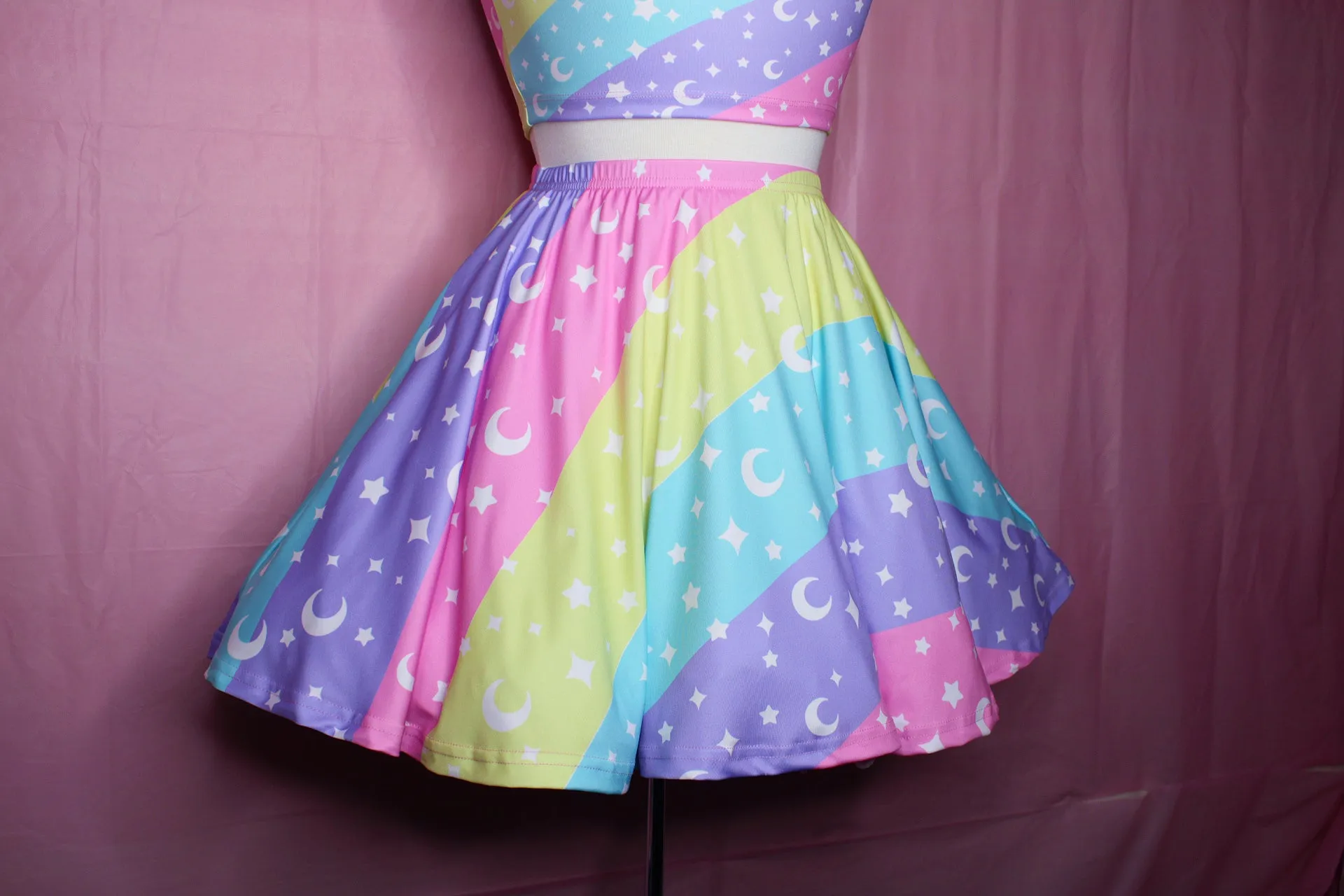 Cosmic Rainbow Skater Skirt [Made To Order]