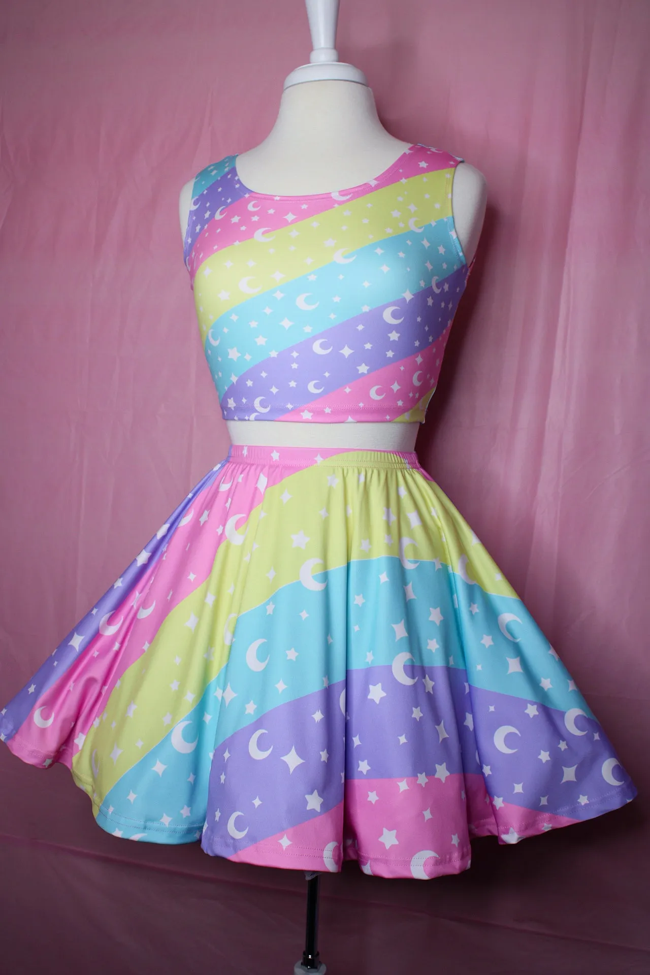 Cosmic Rainbow Skater Skirt [Made To Order]