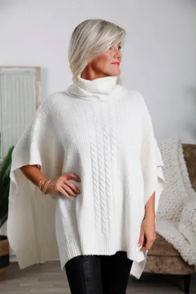 Cream Chloe Cable Knit Poncho